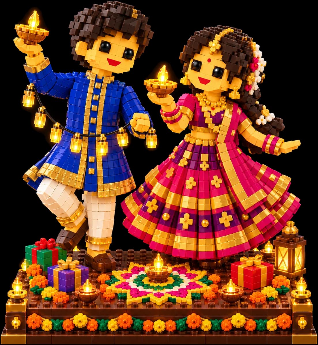 Diwali-Figur aus Bausteinen