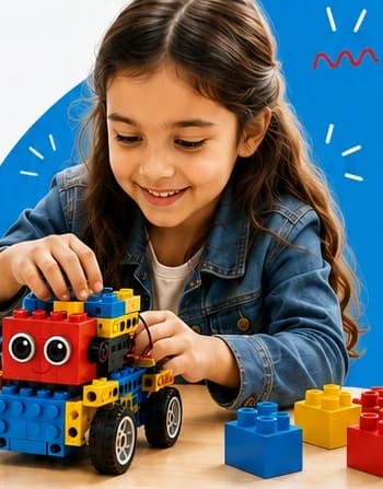 Kind baut ein Robotikprojekt