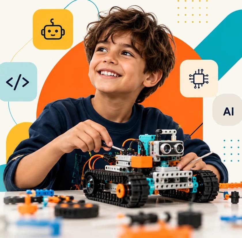 Kind arbeitet an einem ROBITRO-Robotikprojekt